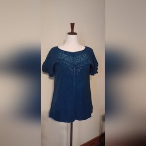 Studio West Apparel- Teal Embroidered Blouse
